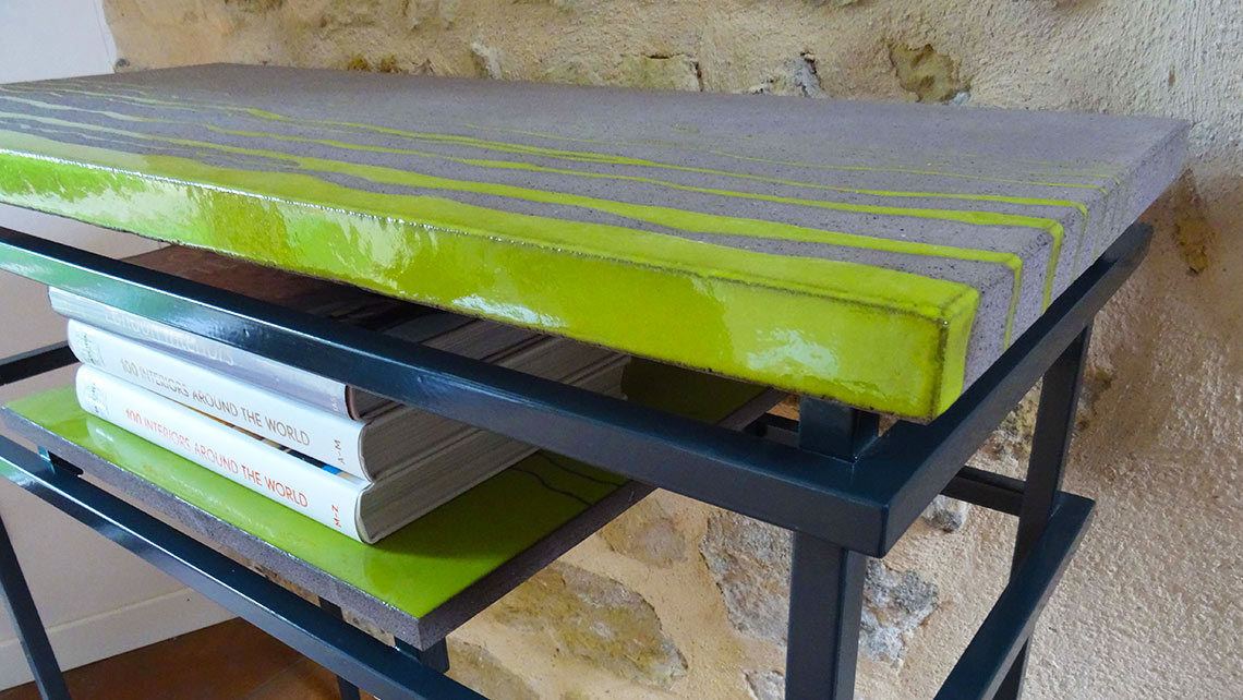 Enameled lava console table