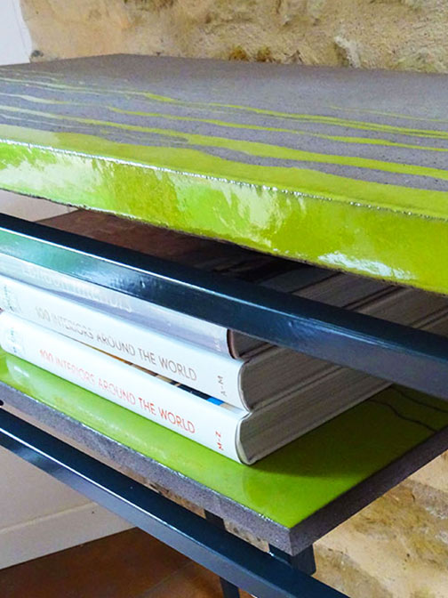 Enameled lava console table