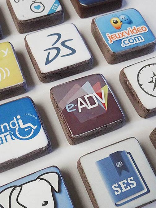 Logos et photos sur lave émaillée